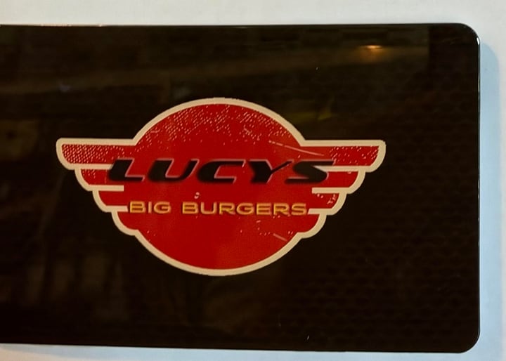 Lucy's Big Burgers printed gift card front