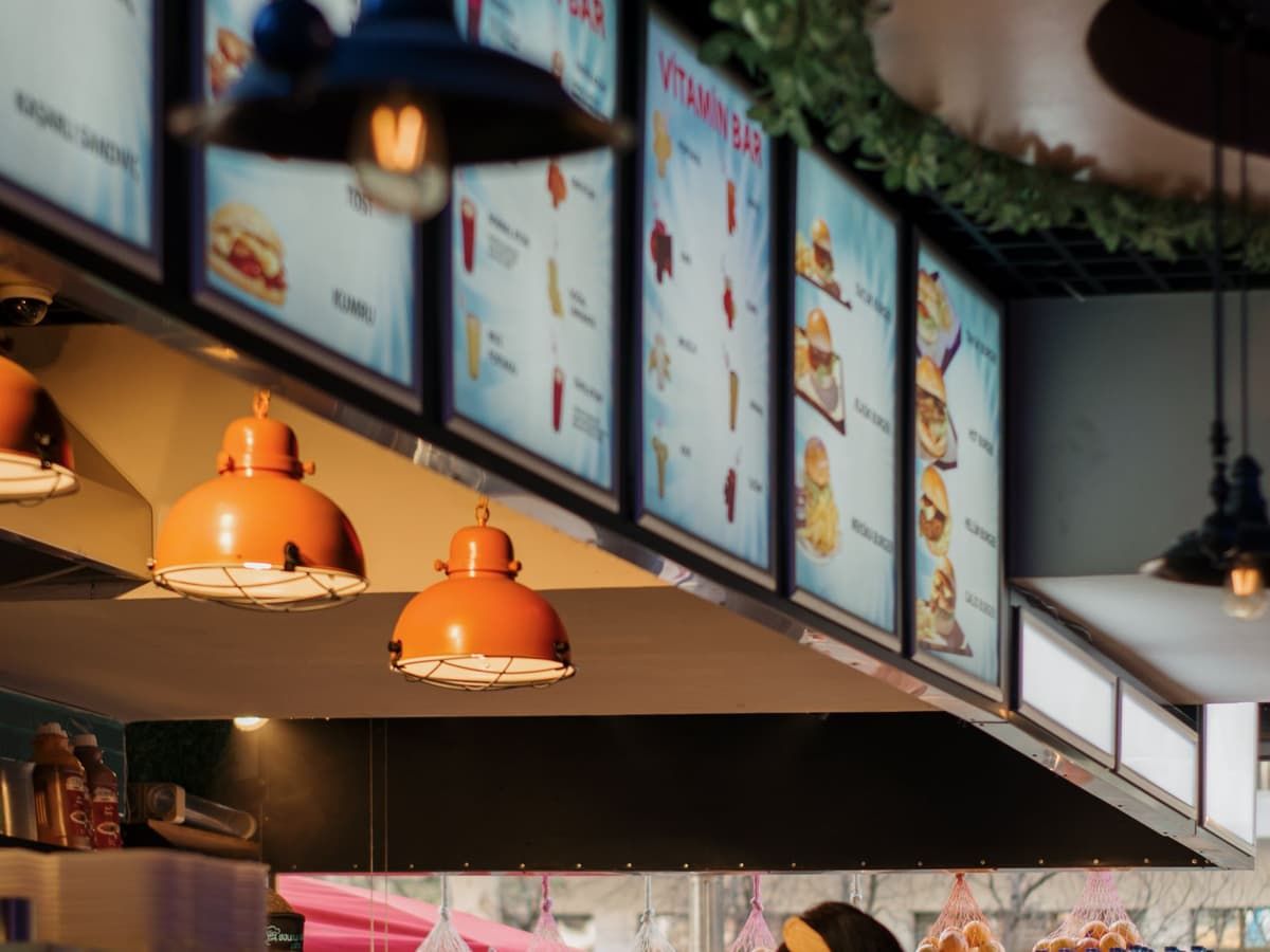 Quick service counter under menu boards